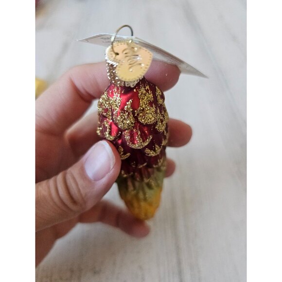 Old world OWC cone acorn Glass ornament gold rainbow Xmas tree - Picture 3 of 9